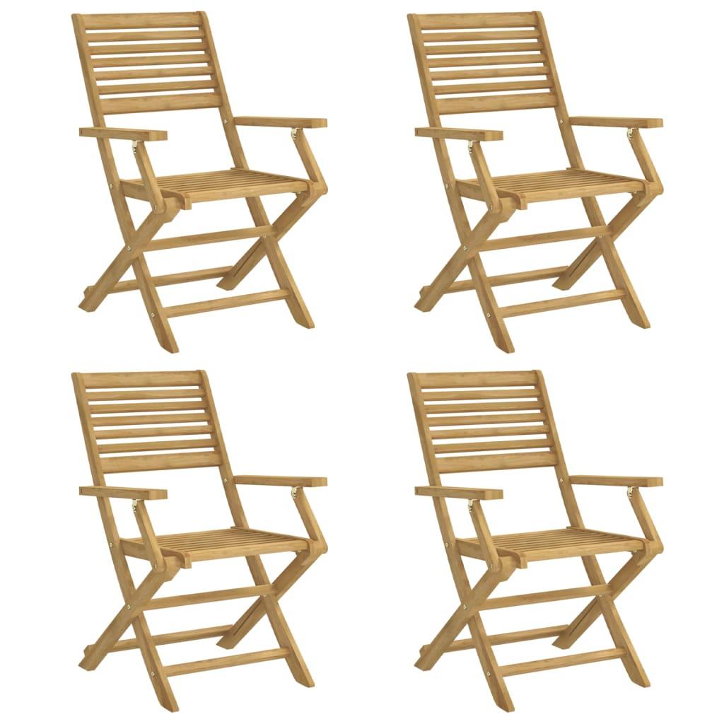 Sillas plegables, 4 unidades, 54,5 x 61,5 x 86,5 cm, madera maciza de acacia