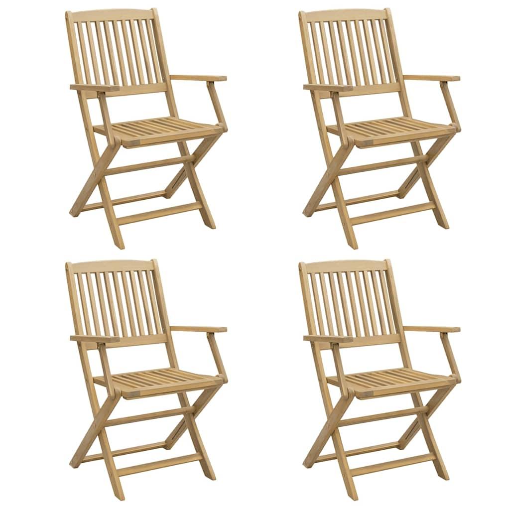Sillas plegables, 4 unidades, 54,5 x 61,5 x 86,5 cm, madera maciza de acacia