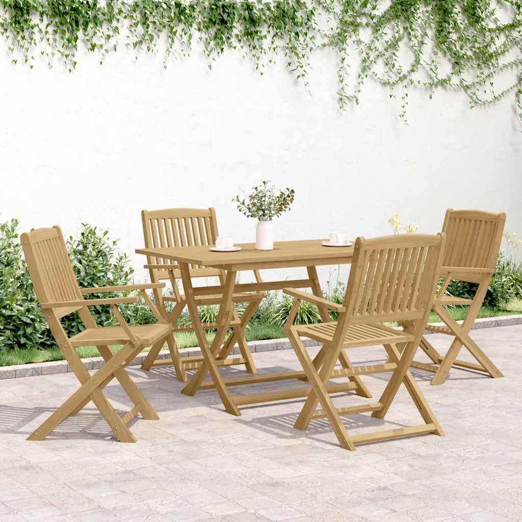 Sillas plegables, 4 unidades, 54,5 x 61,5 x 86,5 cm, madera maciza de acacia