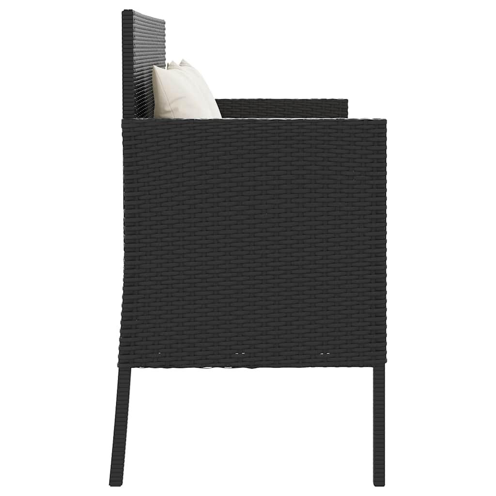 Banco de jardín con cojines ratán sintético gris 116x62,5x74 cm