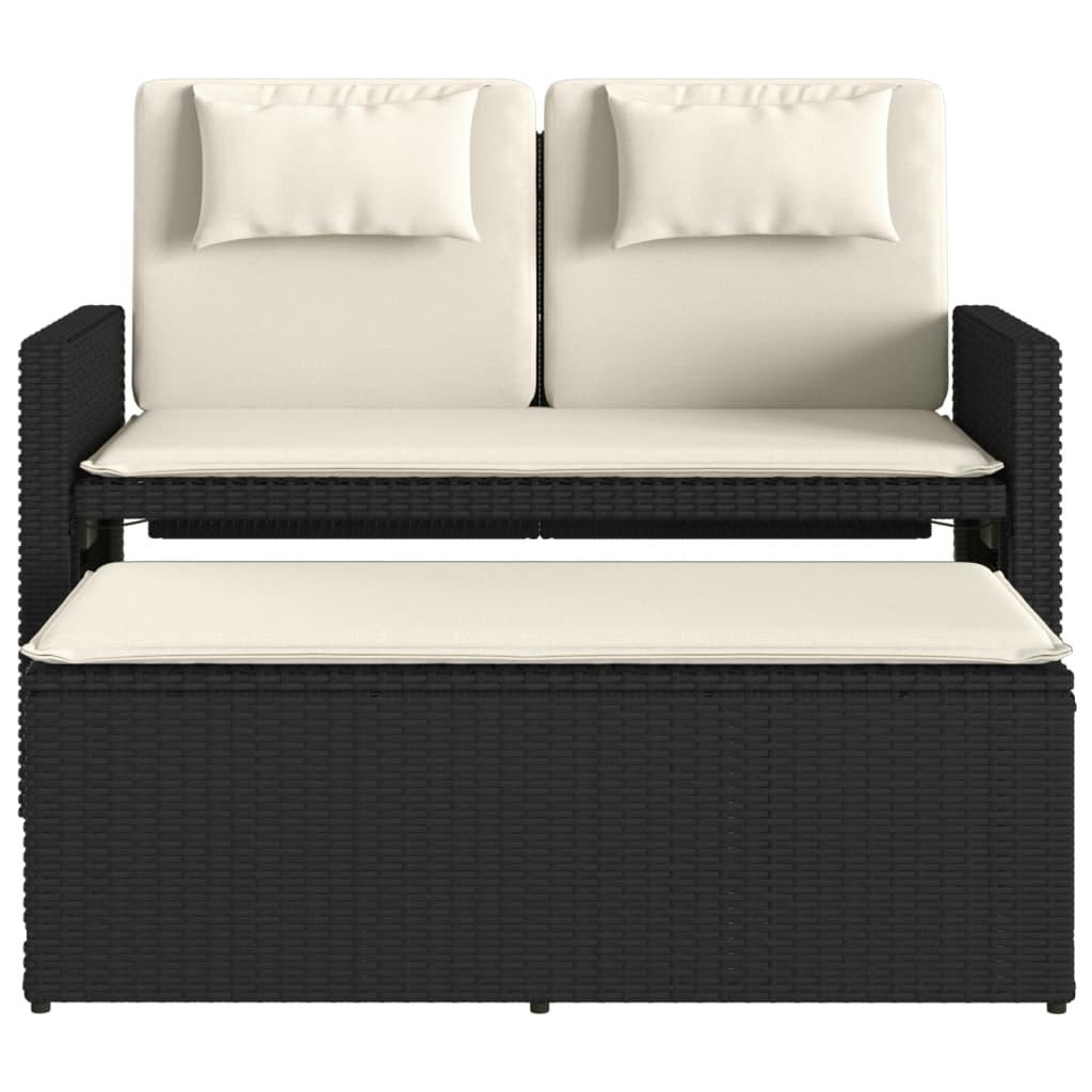 Sillón reclinable de jardín con cojines ratán sintético