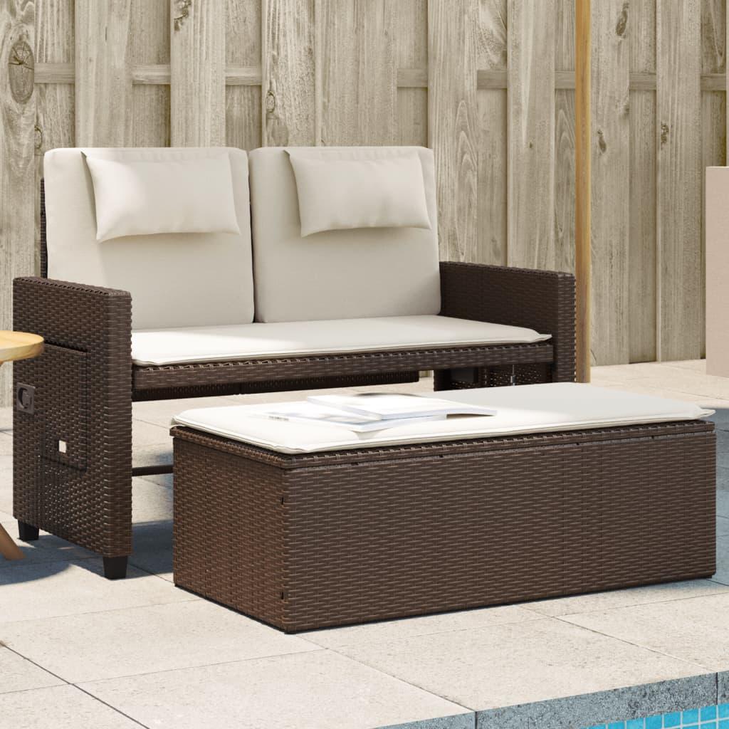 Sillón reclinable de jardín con cojines ratán sintético