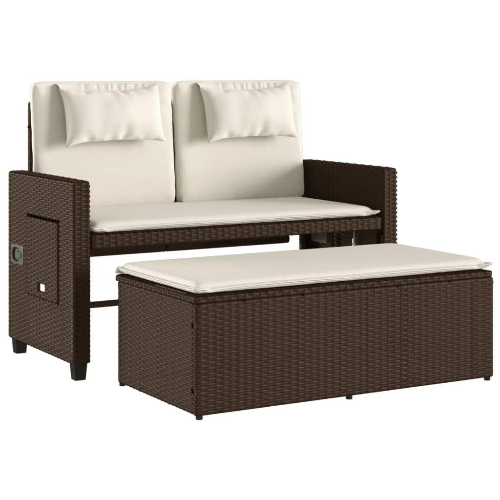 Sillón reclinable de jardín con cojines ratán sintético