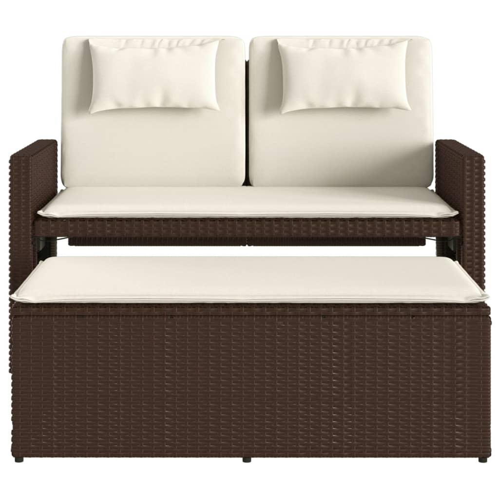 Sillón reclinable de jardín con cojines ratán sintético