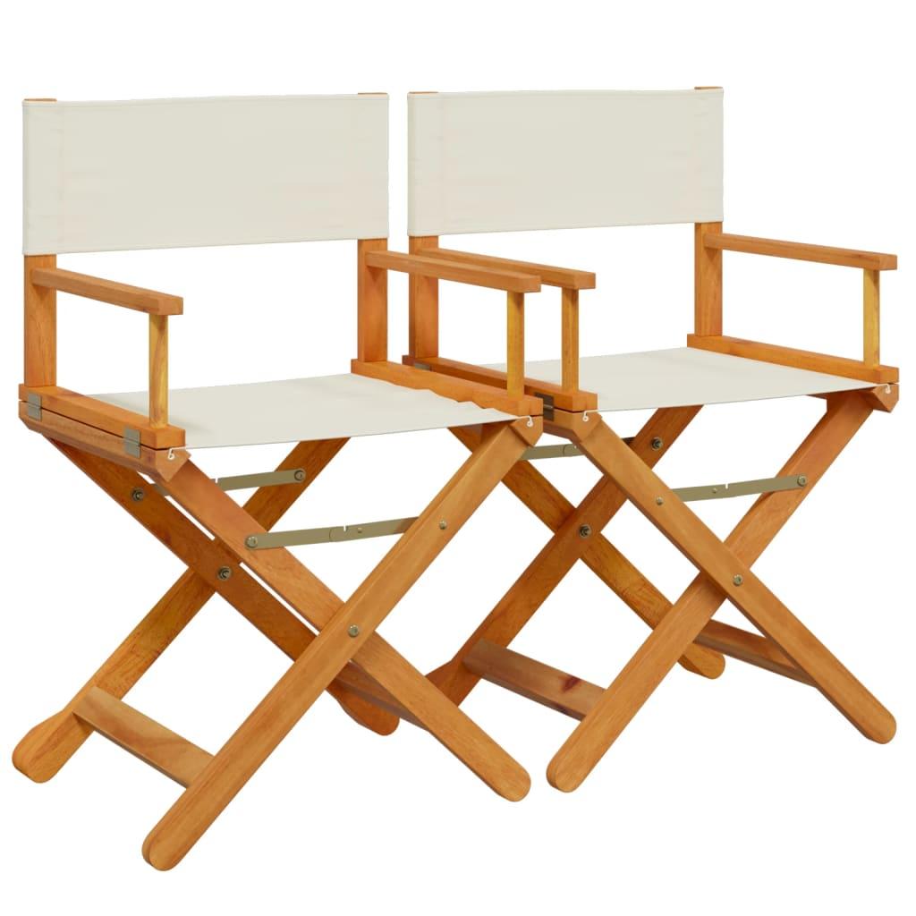 Sillas de director plegables 2 unidades tela blanco crema