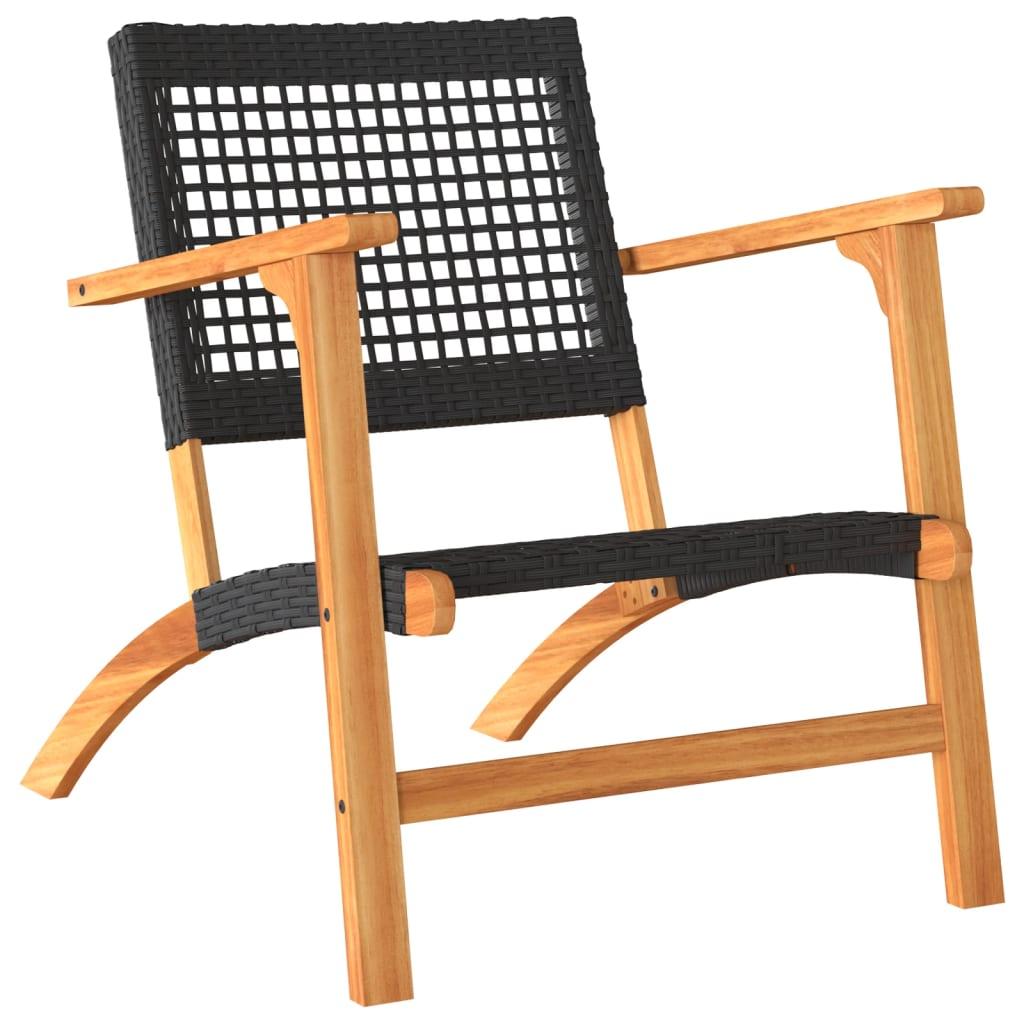 Juego de bistró 3 pzas ratán PE beige y madera maciza acacia