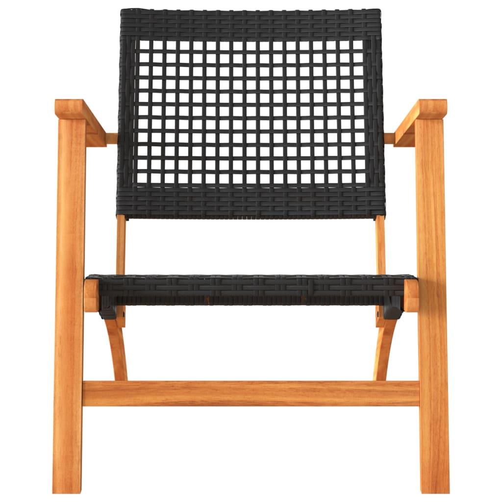 Juego de bistró 3 pzas ratán PE beige y madera maciza acacia