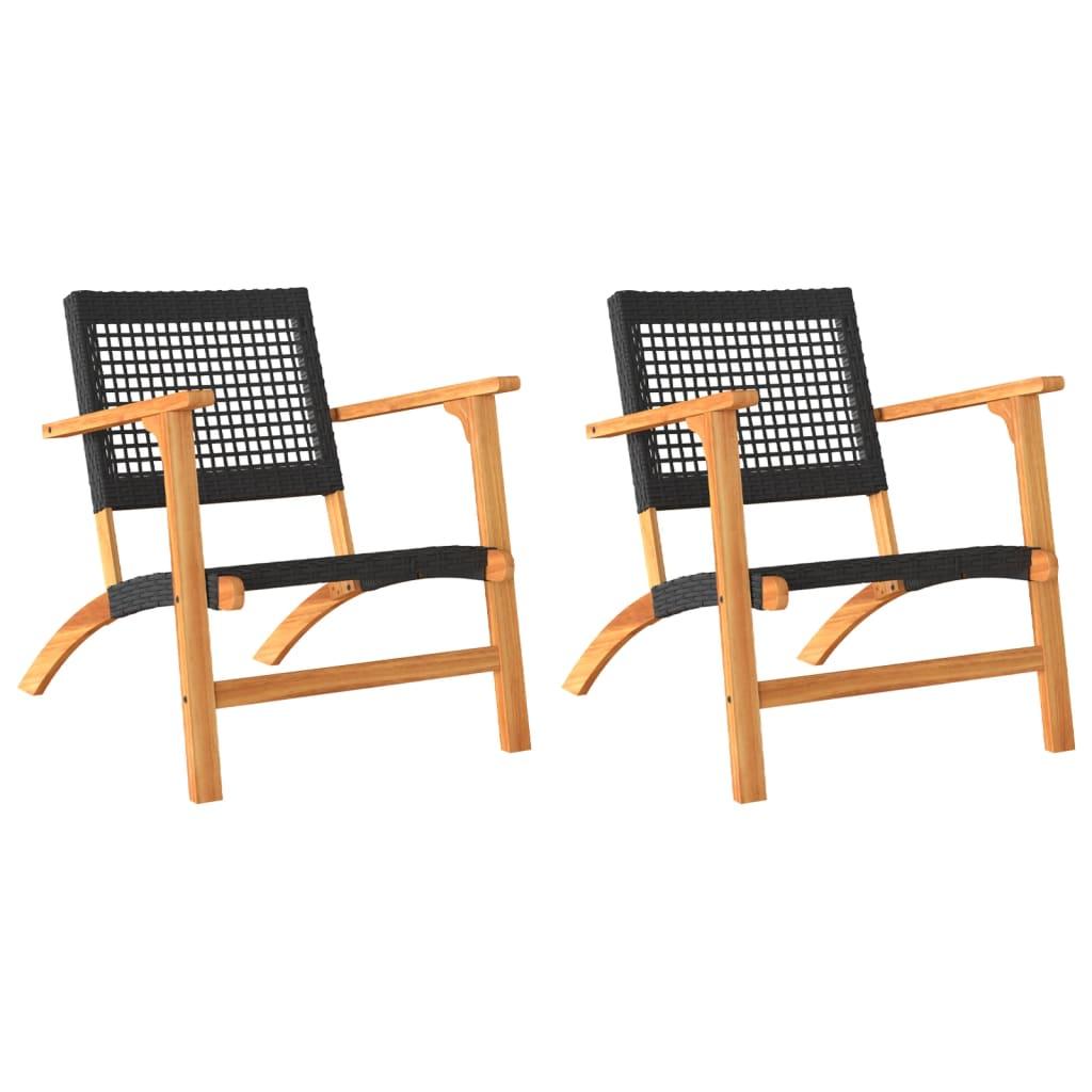Sillas de jardín 2 uds madera de acacia y ratán sintético beige