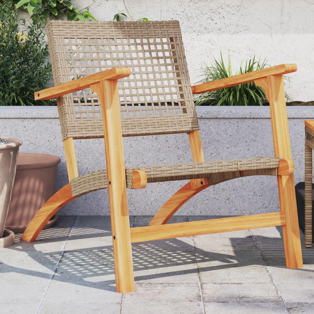 Sillas de jardín 2 uds madera de acacia y ratán sintético beige