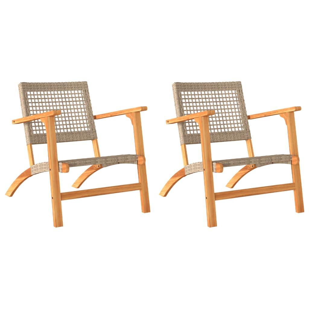 Sillas de jardín 2 uds madera de acacia y ratán sintético beige