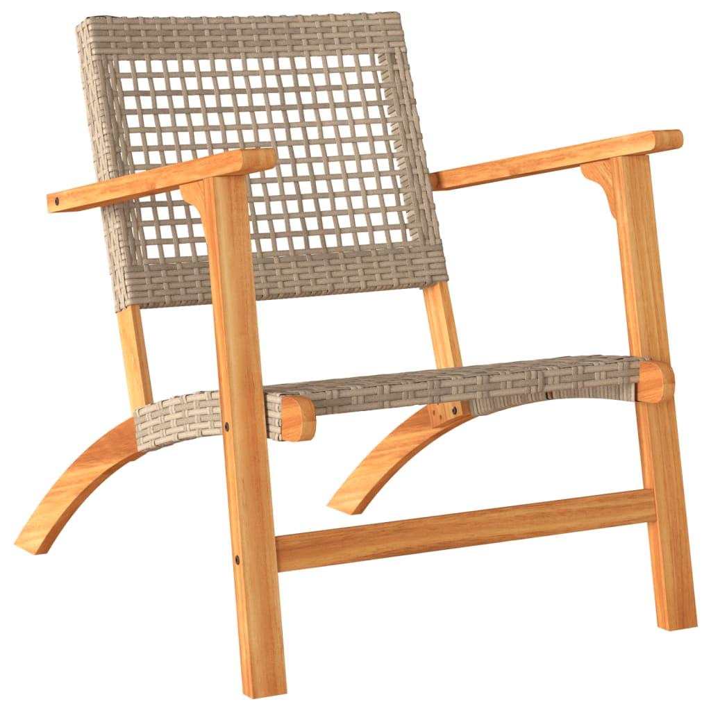 Sillas de jardín 2 uds madera de acacia y ratán sintético beige