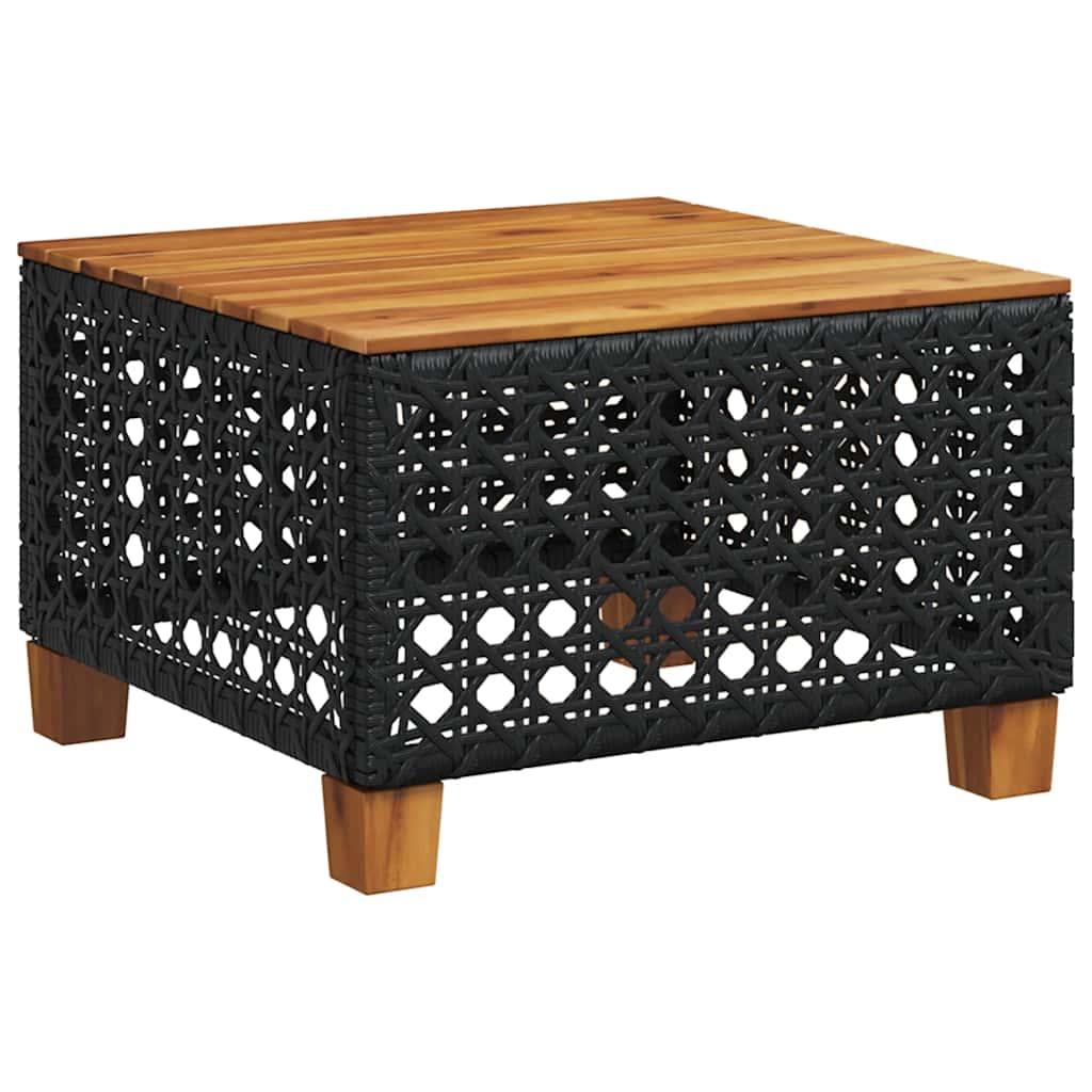 Mesa de jardín ratán PE y madera de acacia beige 100x55x73 cm