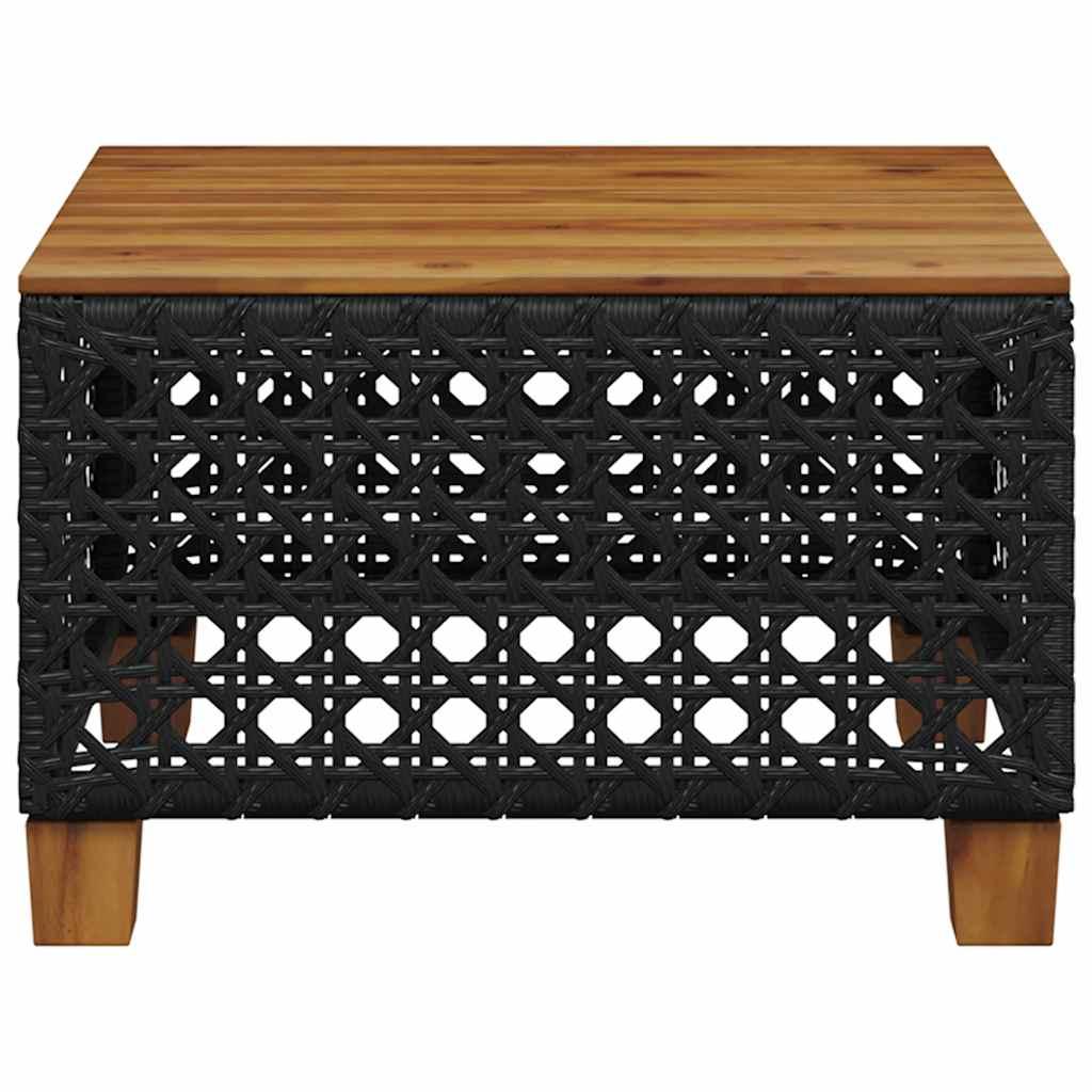 Mesa de jardín ratán PE y madera de acacia beige 100x55x73 cm
