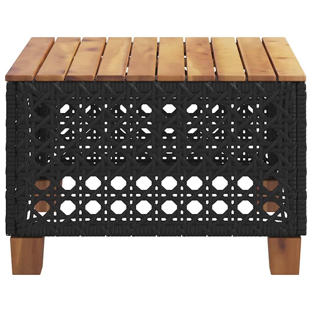 Mesa de jardín ratán PE y madera de acacia beige 100x55x73 cm