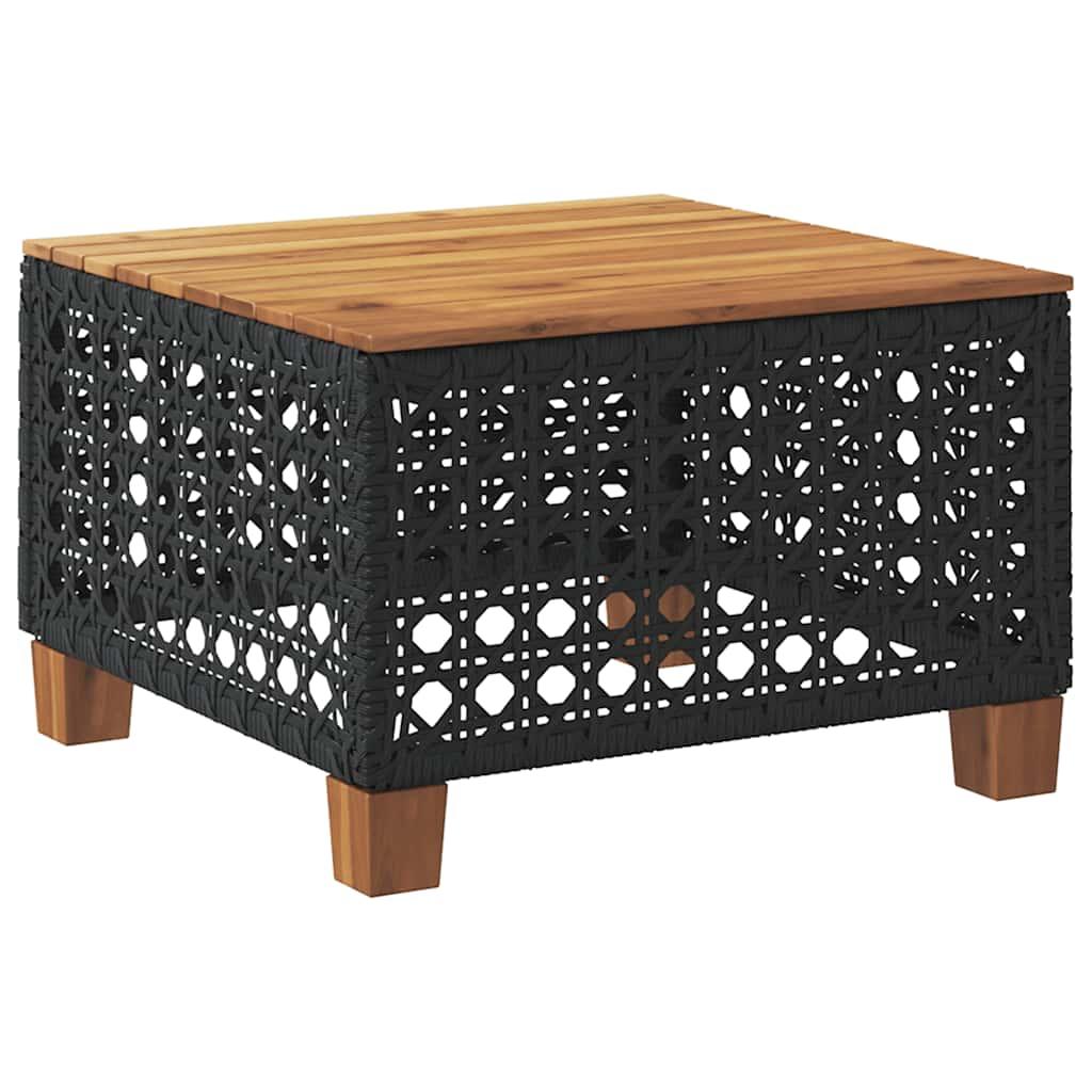 Mesa de jardín ratán PE y madera de acacia beige 100x55x73 cm
