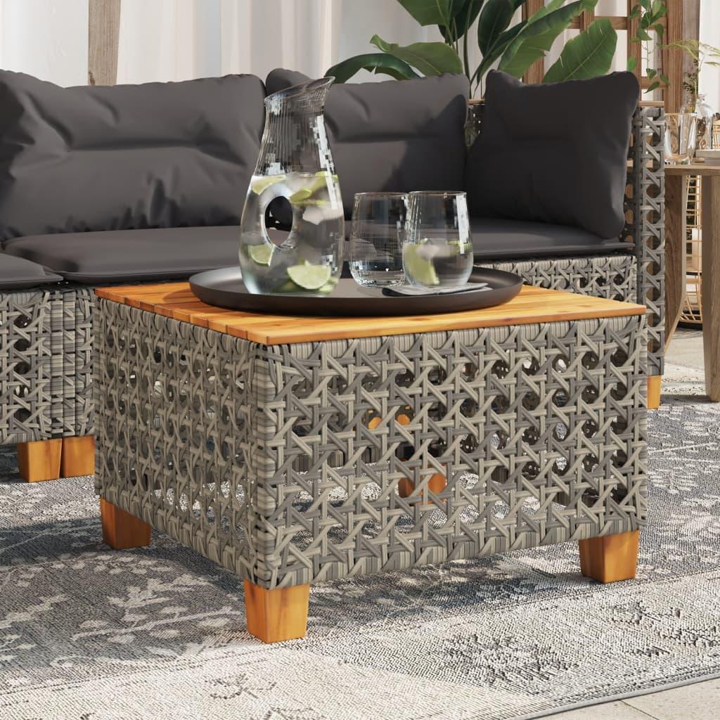 Mesa de jardín ratán sintético madera acacia beige 109x107x74cm