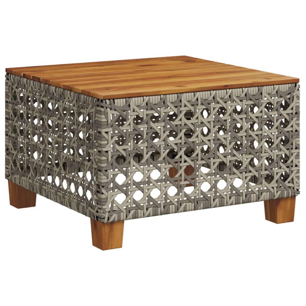 Mesa de jardín ratán sintético madera acacia beige 109x107x74cm
