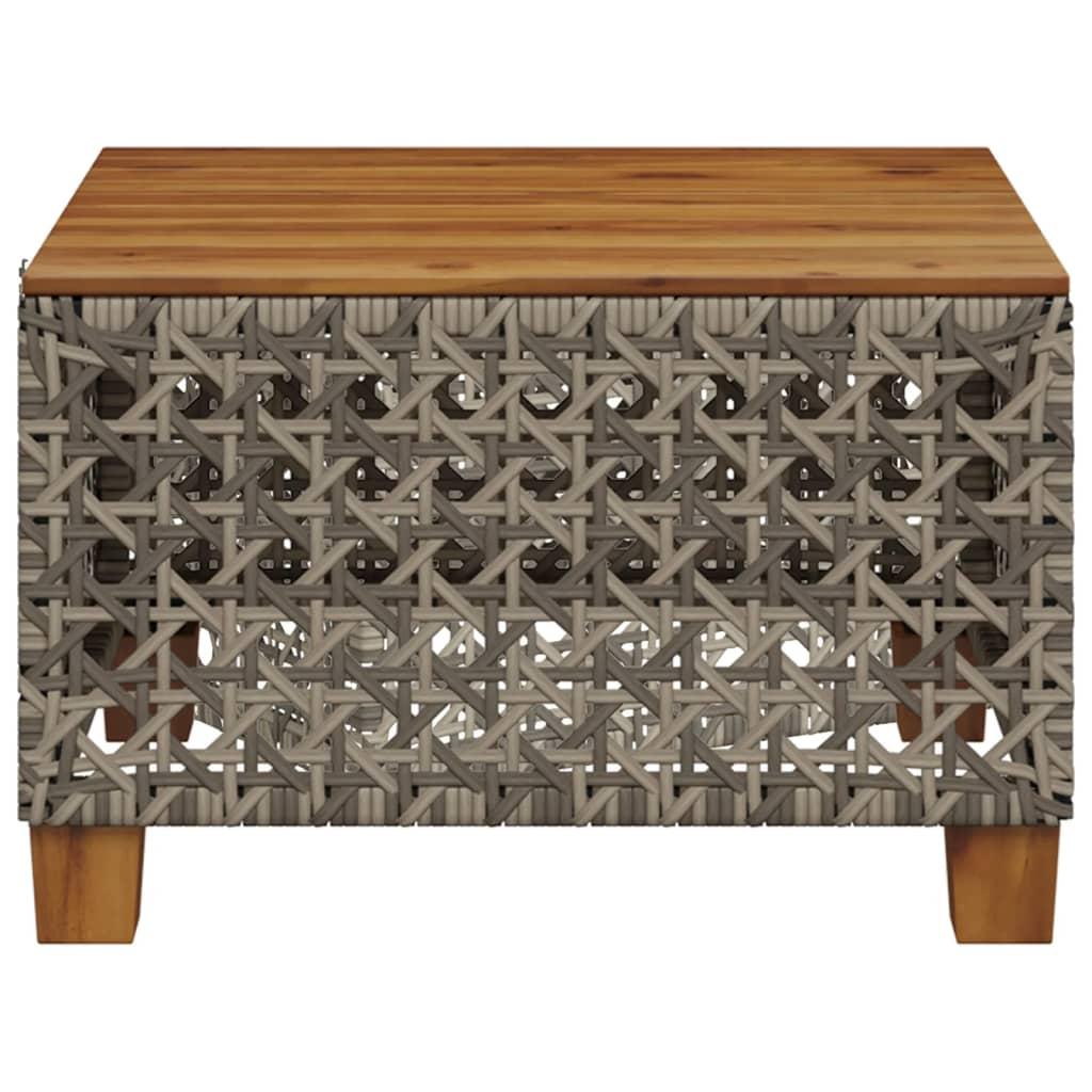 Mesa de jardín ratán sintético madera acacia beige 109x107x74cm
