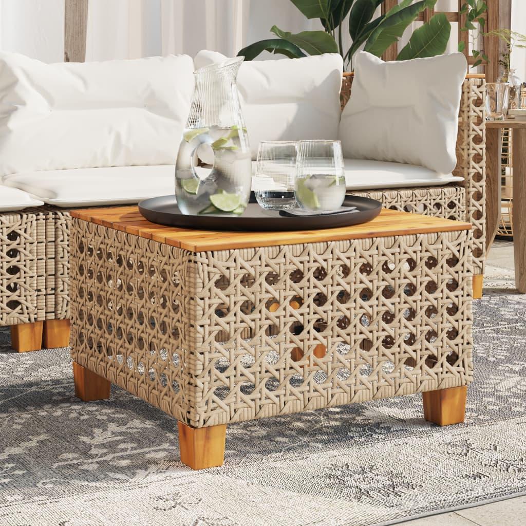 Mesa de jardín ratán sintético madera acacia negro 109x107x74cm