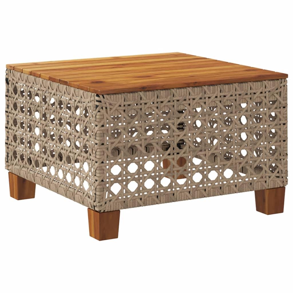 Mesa de jardín ratán sintético madera acacia negro 109x107x74cm