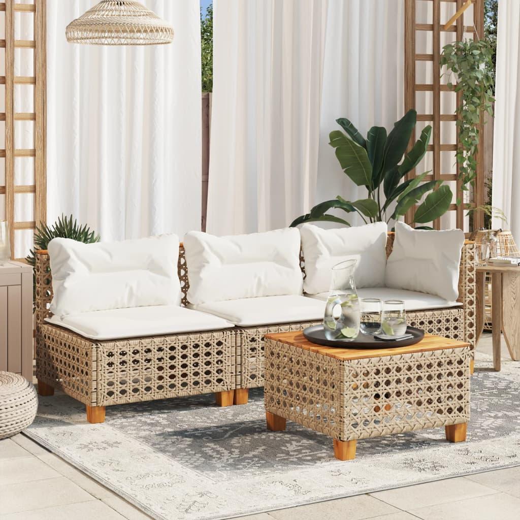 Mesa de jardín ratán sintético madera acacia negro 109x107x74cm