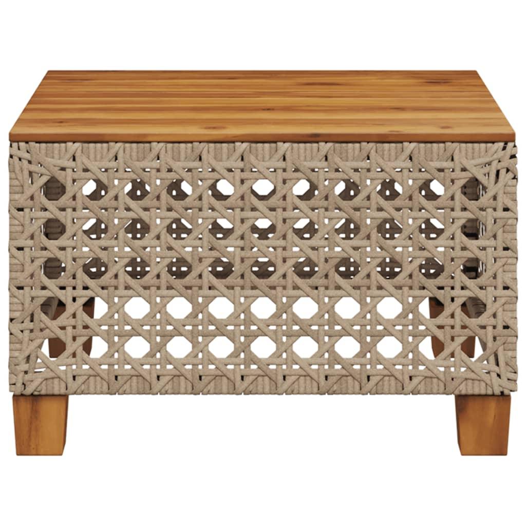 Mesa de jardín ratán sintético madera acacia negro 109x107x74cm
