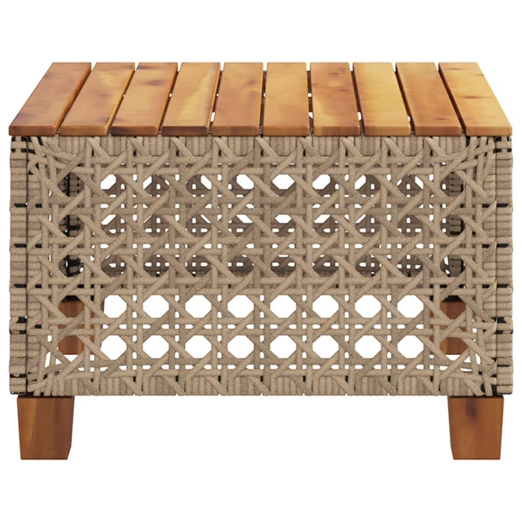Mesa de jardín ratán sintético madera acacia negro 109x107x74cm