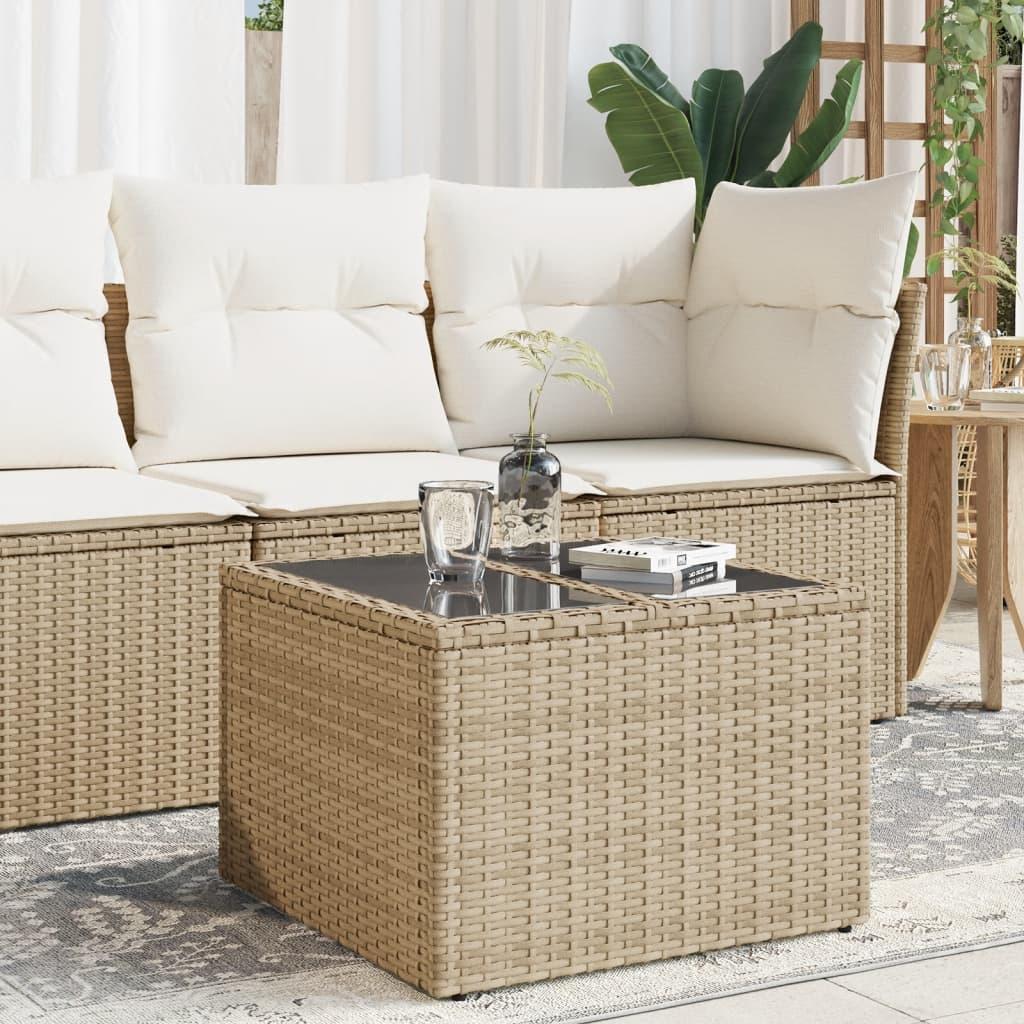 Mesa de jardín superficie de vidrio ratán PE negro 190x90x75 cm
