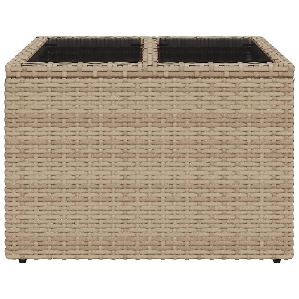 Mesa de jardín superficie de vidrio ratán PE negro 190x90x75 cm