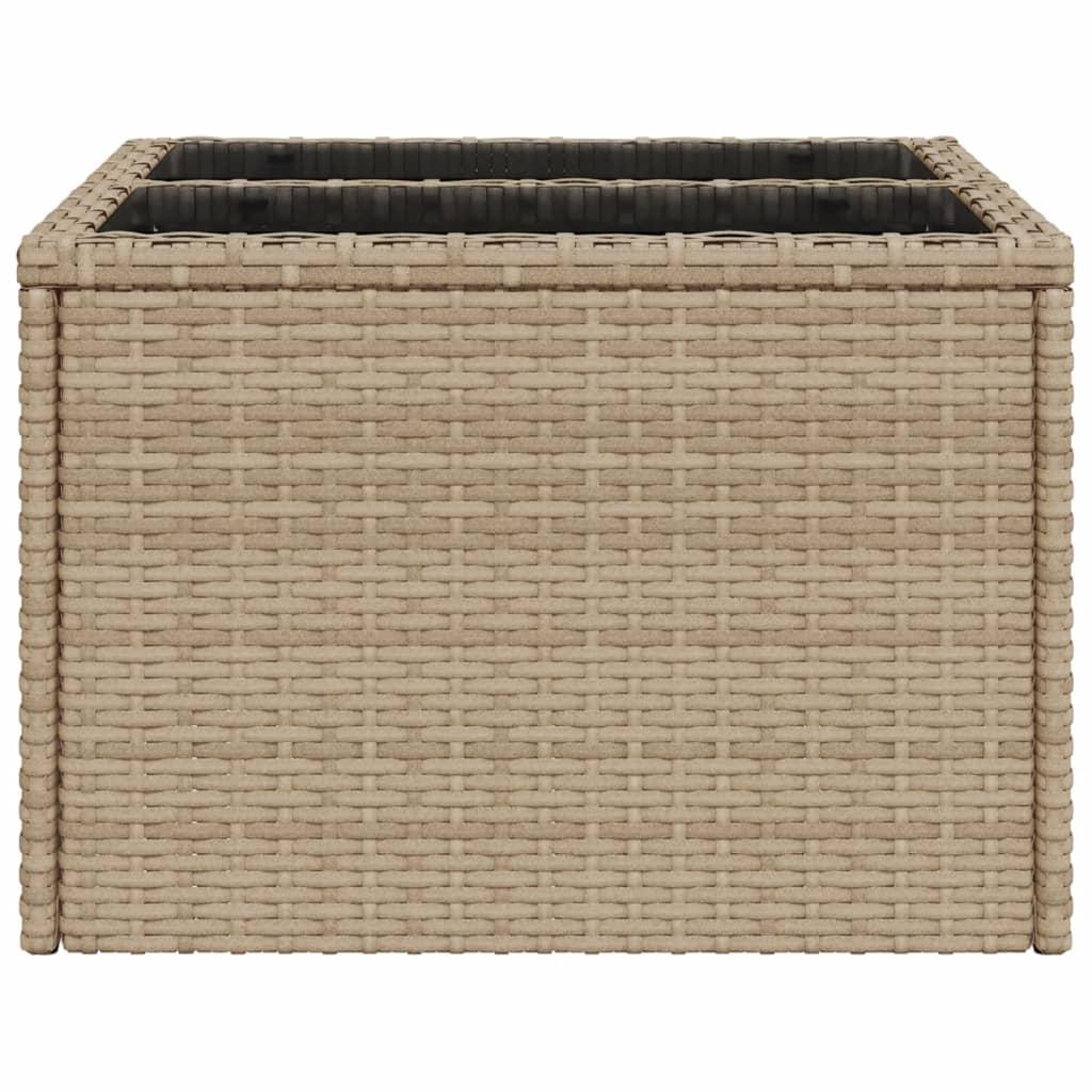 Mesa de jardín superficie de vidrio ratán PE negro 190x90x75 cm
