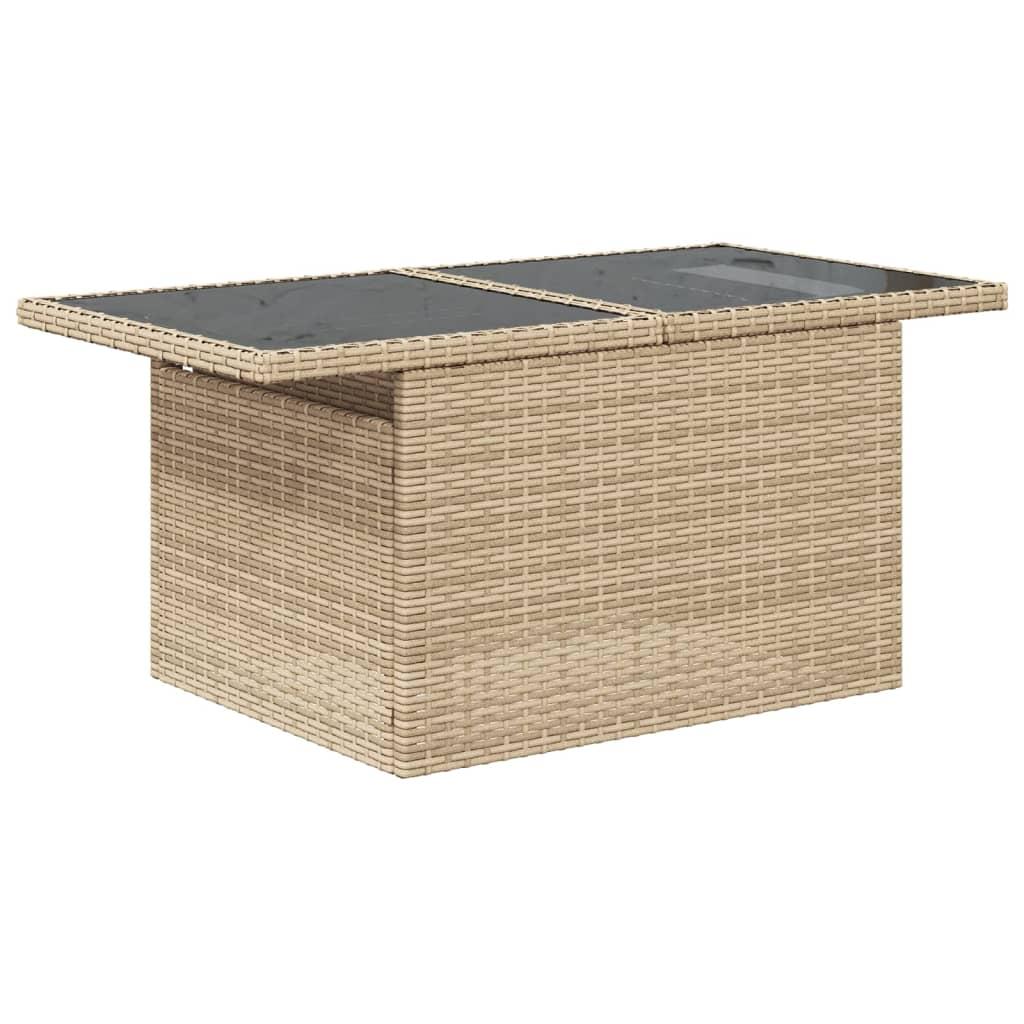 Mesa de jardín superficie de vidrio ratán PE negro 115x54x74 cm