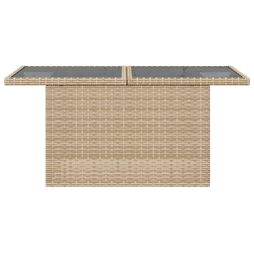 Mesa de jardín superficie de vidrio ratán PE negro 115x54x74 cm