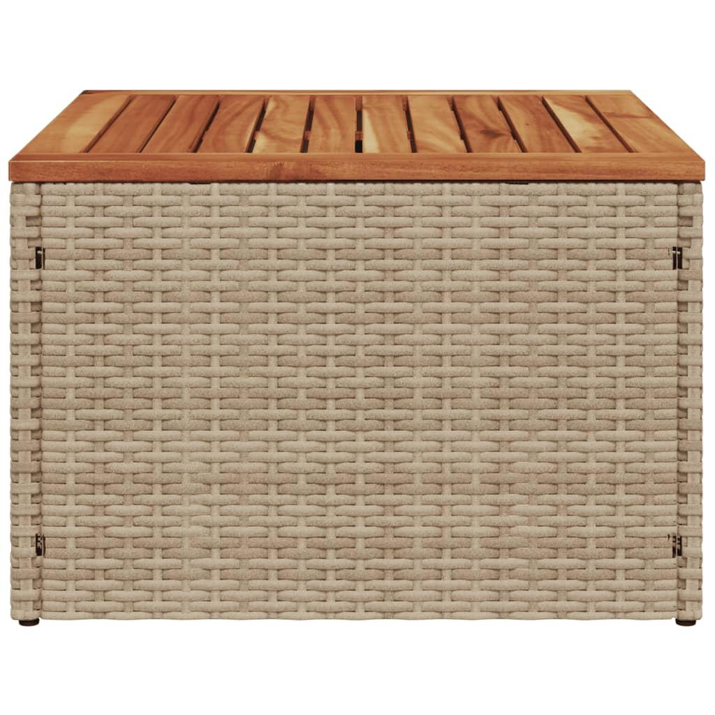 Mesa de jardín ratán sintético y madera acacia gris 90x55x71 cm