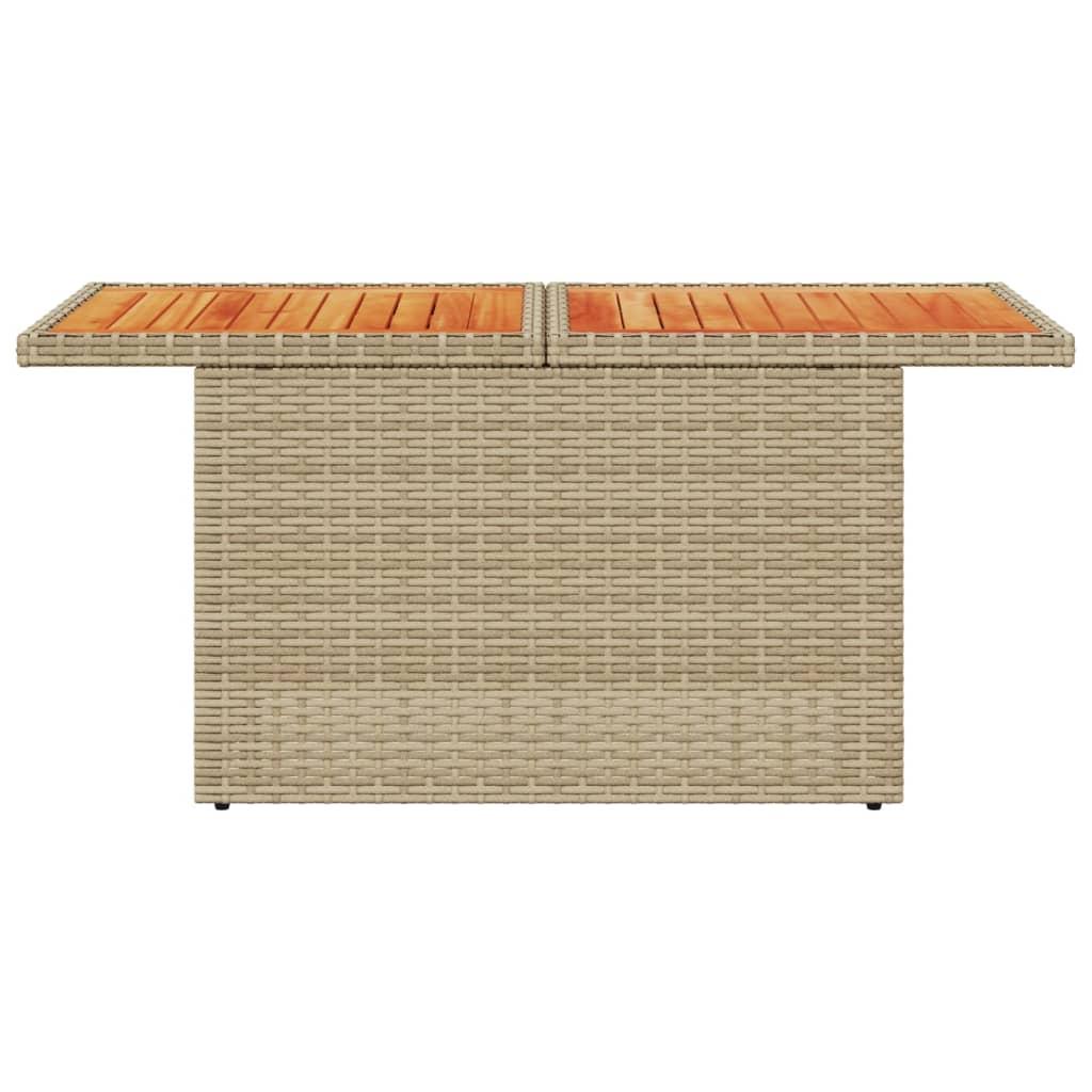 Mesa de jardín ratán PE y madera de acacia beige 100x55x73 cm