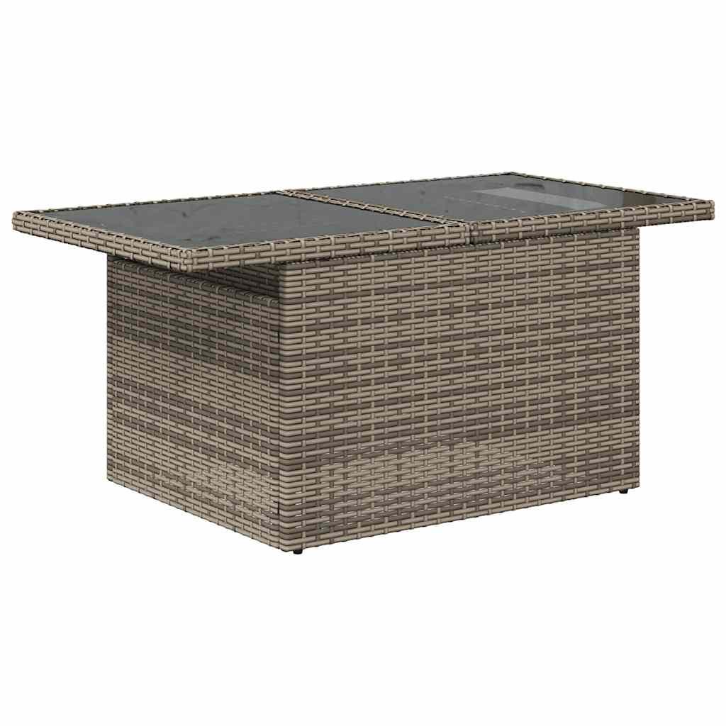 Mesa de jardín superficie de vidrio ratán PE negro 150x90x75 cm