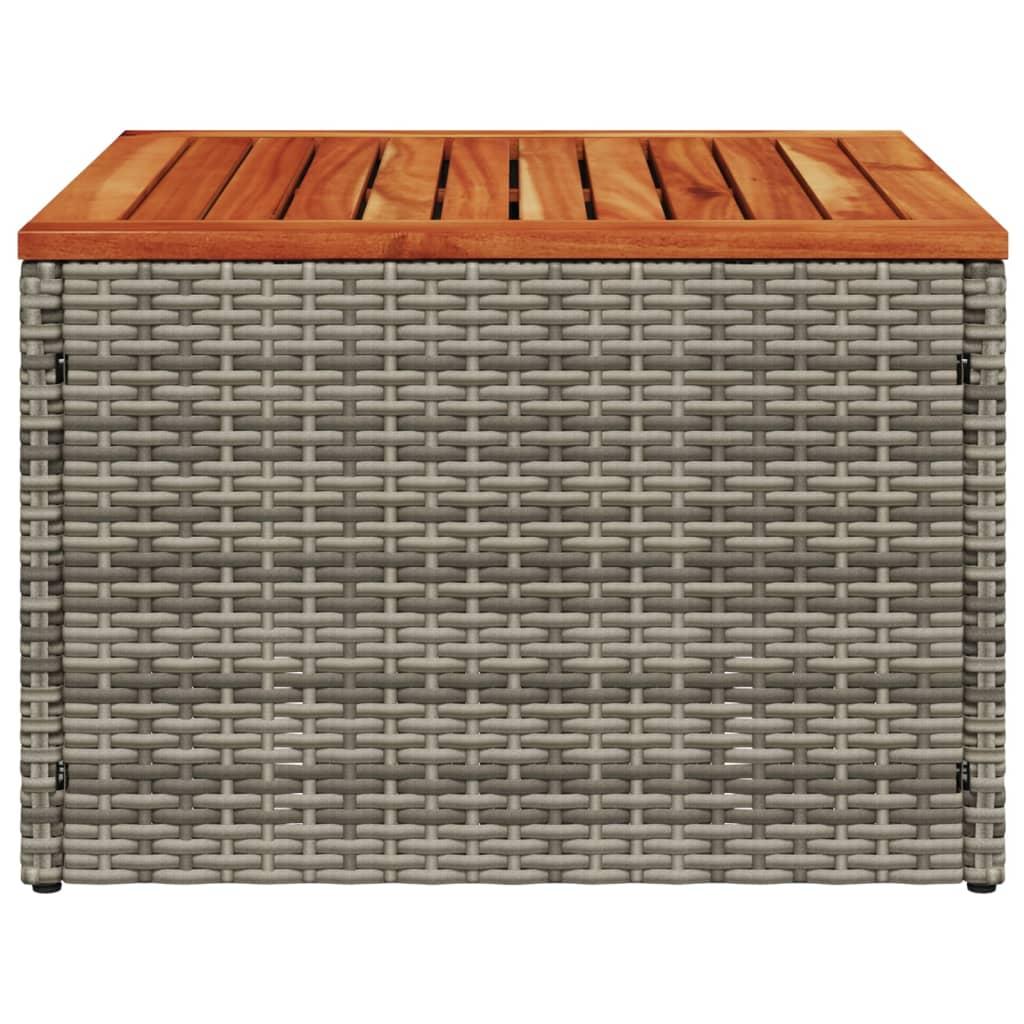 Mesa de jardín de madera de acacia y ratán PE gris 55x55x37 cm