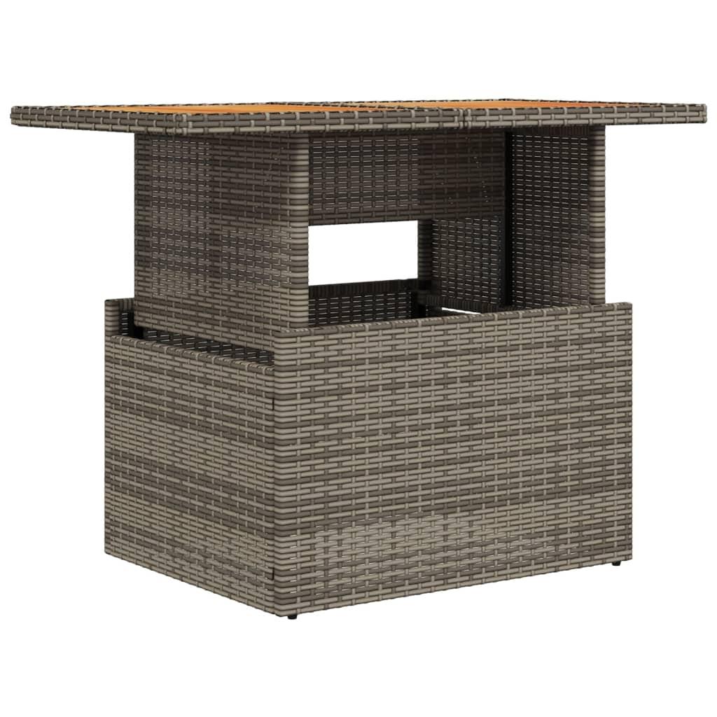 Mesa de jardín ratán PE y madera de acacia beige 100x55x73 cm