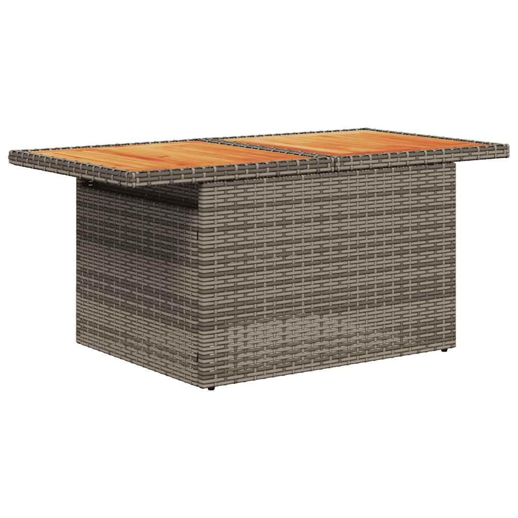 Mesa de jardín ratán PE y madera de acacia beige 100x55x73 cm