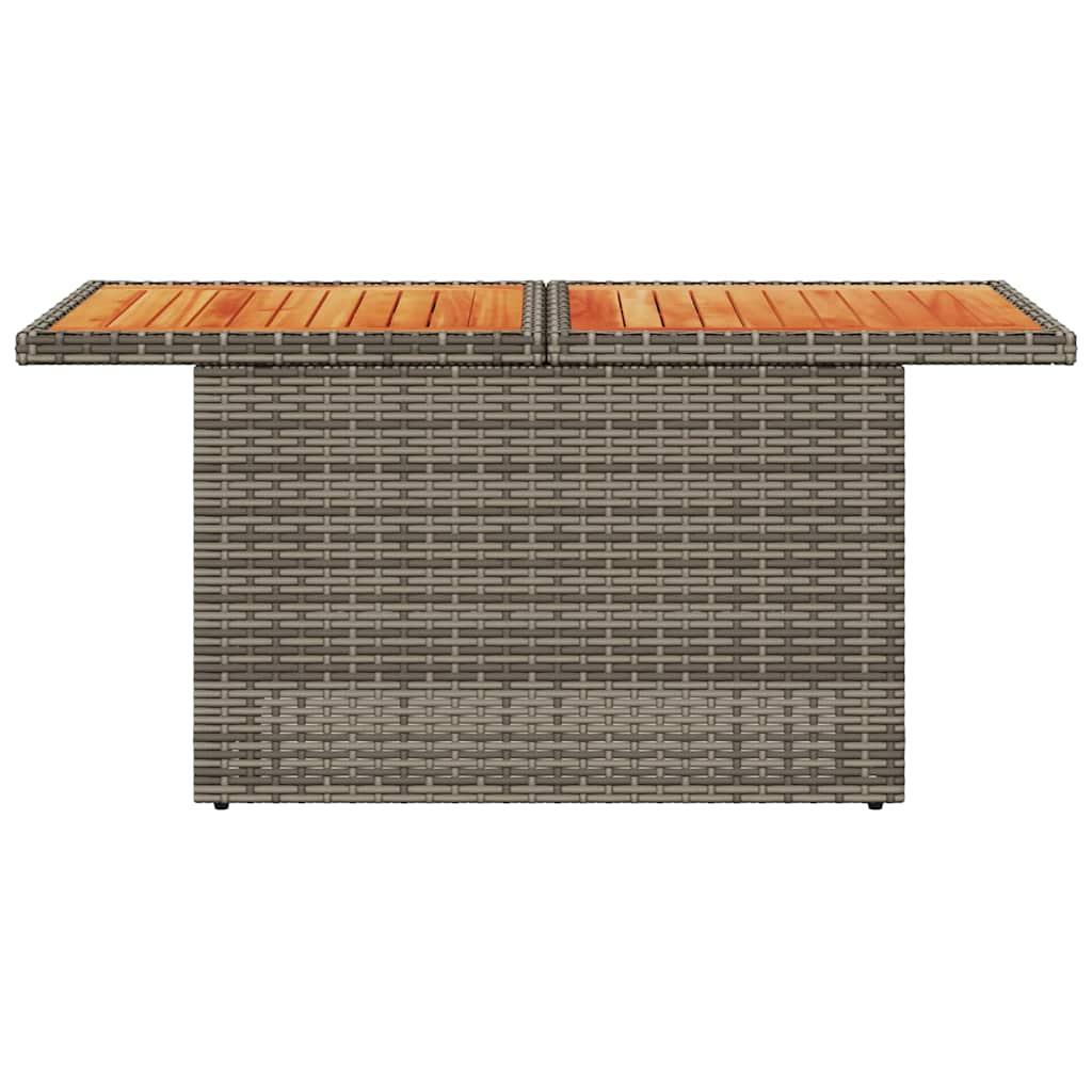 Mesa de jardín ratán PE y madera de acacia beige 100x55x73 cm