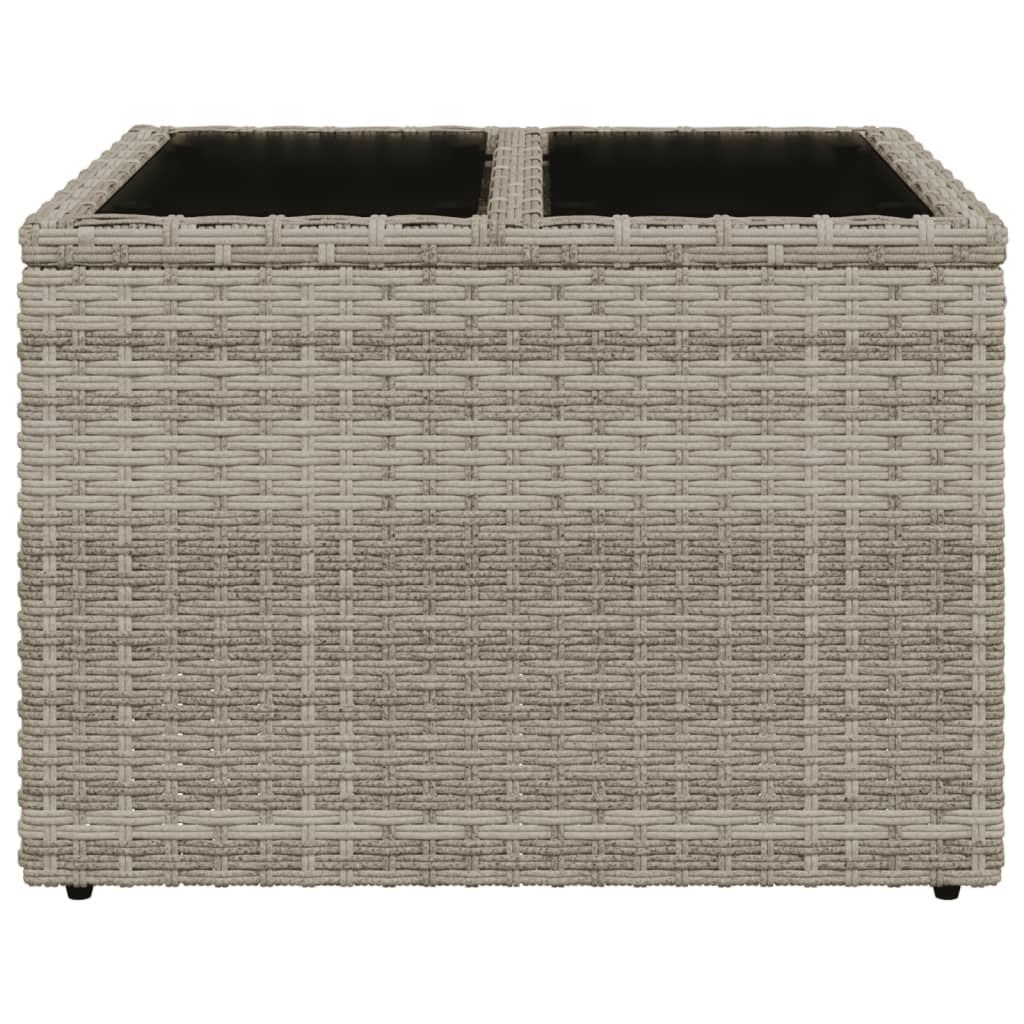 Mesa de jardín superficie de vidrio ratán PE negro 150x90x75 cm