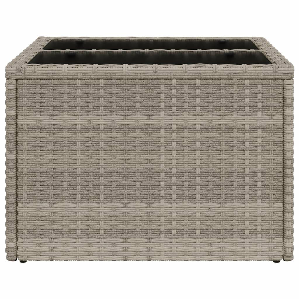 Mesa de jardín superficie de vidrio ratán PE negro 150x90x75 cm