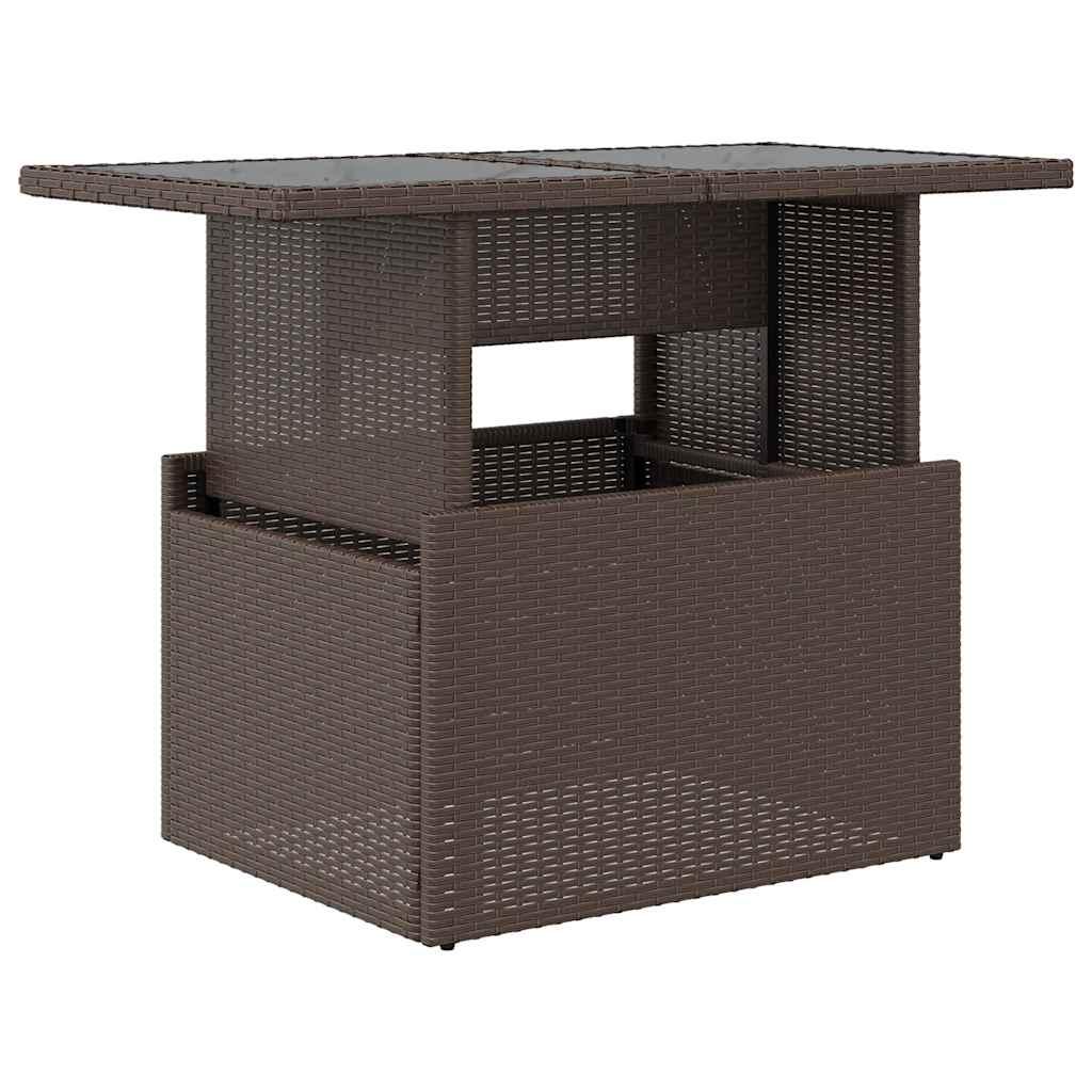 Mesa de jardín superficie de vidrio ratán PE negro 115x54x74 cm
