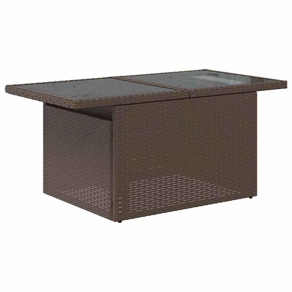 Mesa de jardín superficie de vidrio ratán PE negro 115x54x74 cm