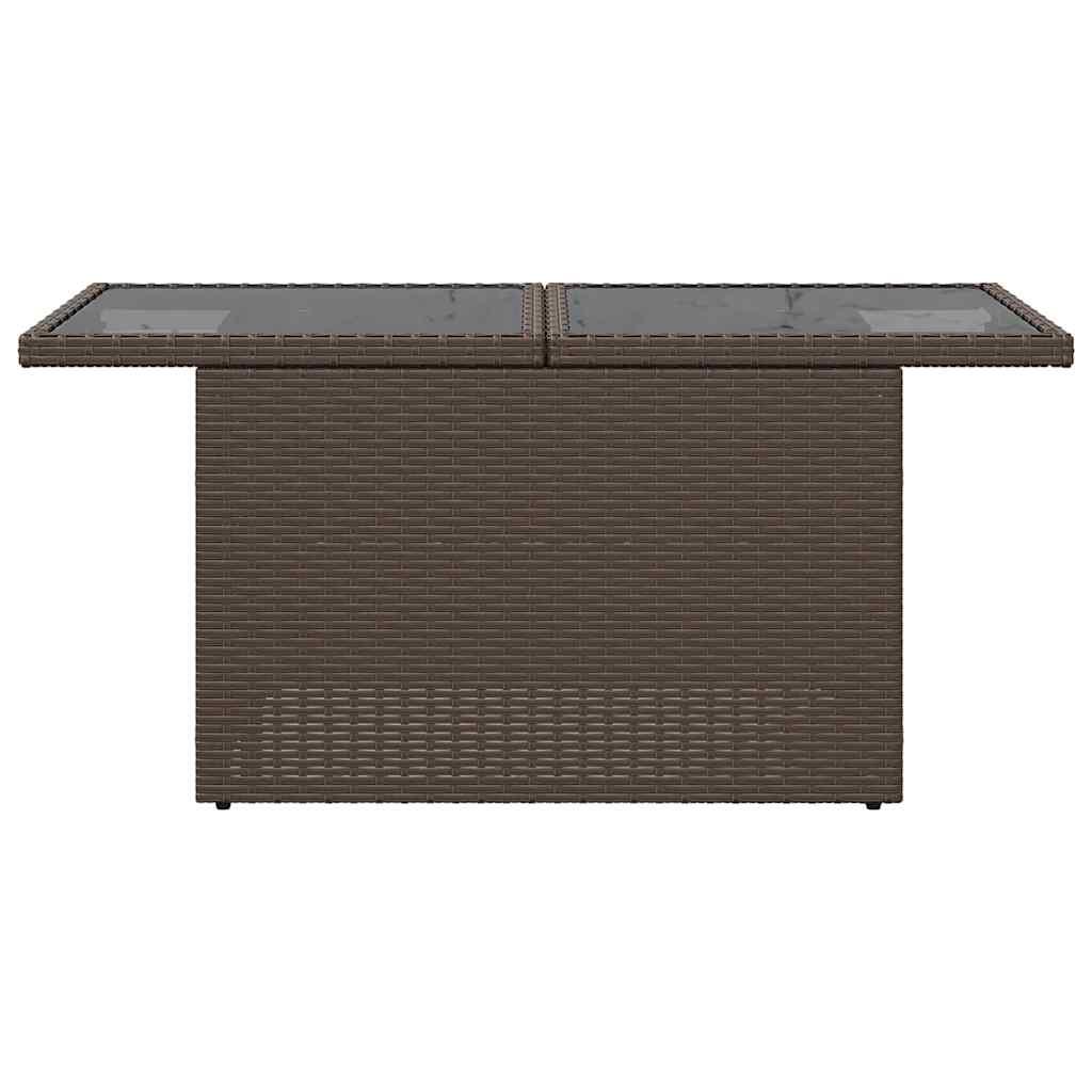 Mesa de jardín superficie de vidrio ratán PE negro 115x54x74 cm