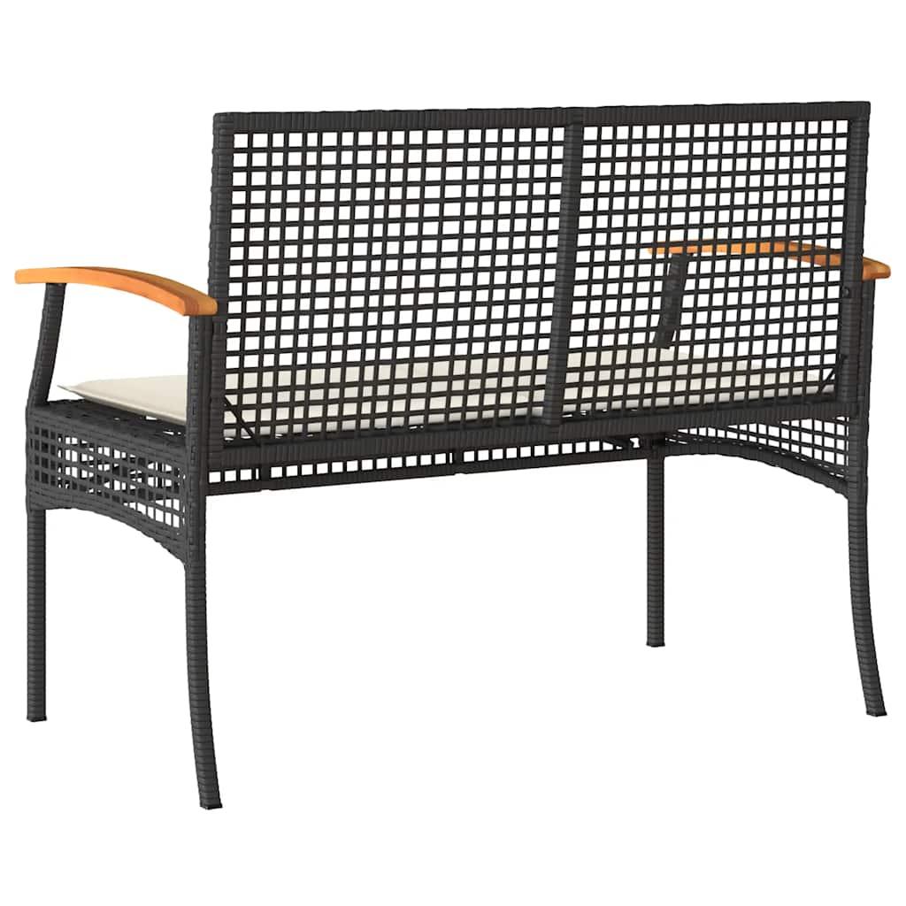 Banco de jardín con cojín ratán sintético y madera acacia