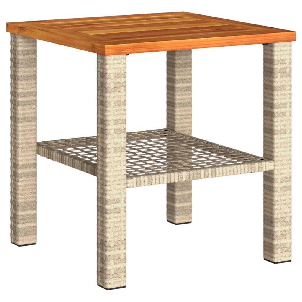 Mesa de jardín ratán sintético madera acacia negro 109x107x74cm