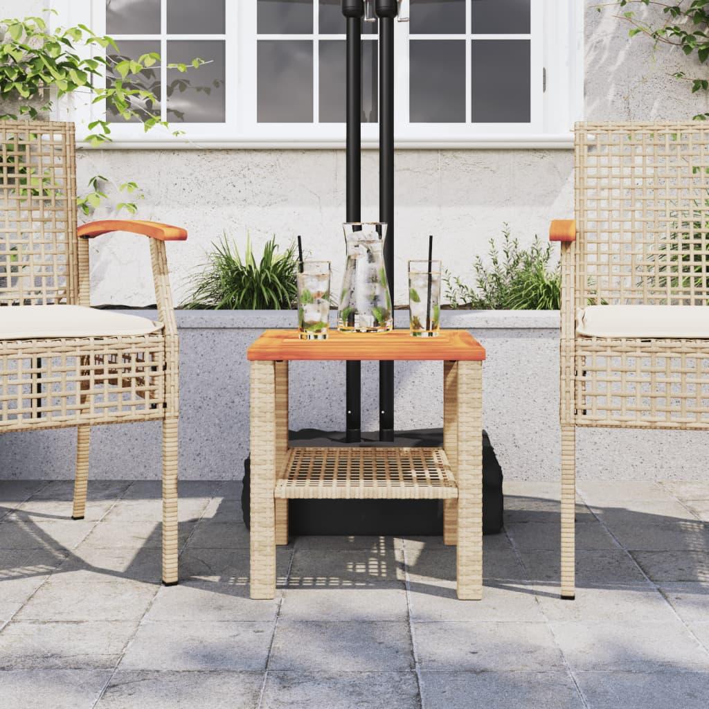 Mesa de jardín ratán sintético madera acacia negro 109x107x74cm