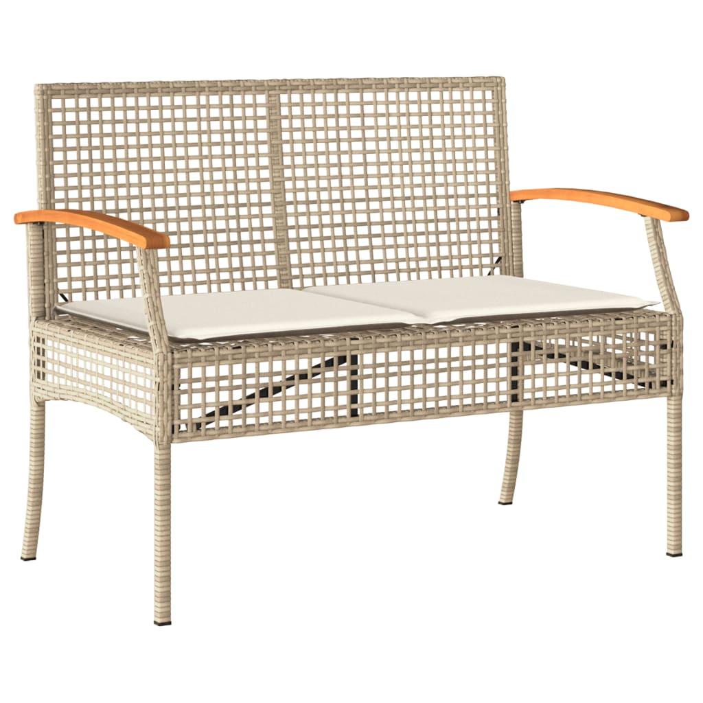 Set muebles de jardín 4 piezas y cojines ratán sintético marrón