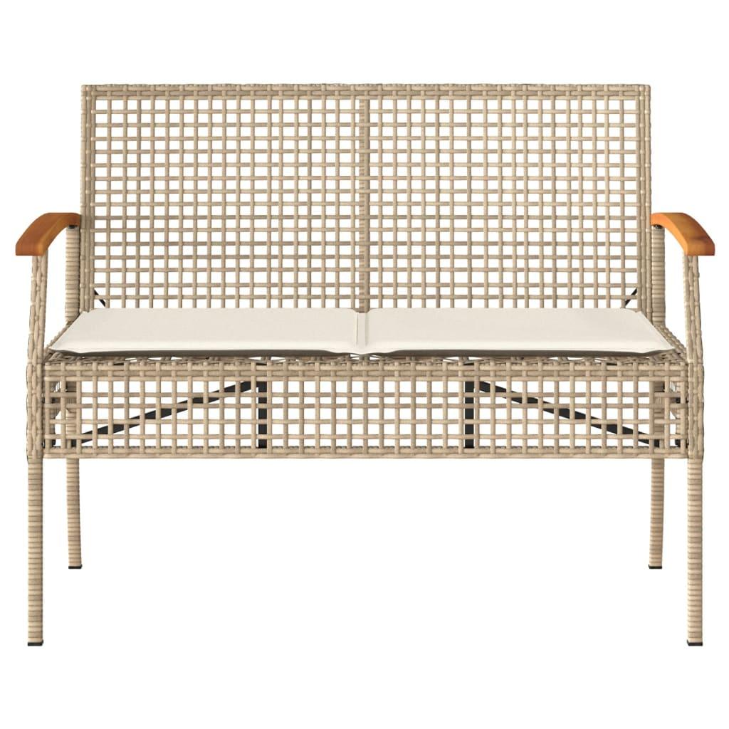 Set muebles de jardín 4 piezas y cojines ratán sintético marrón