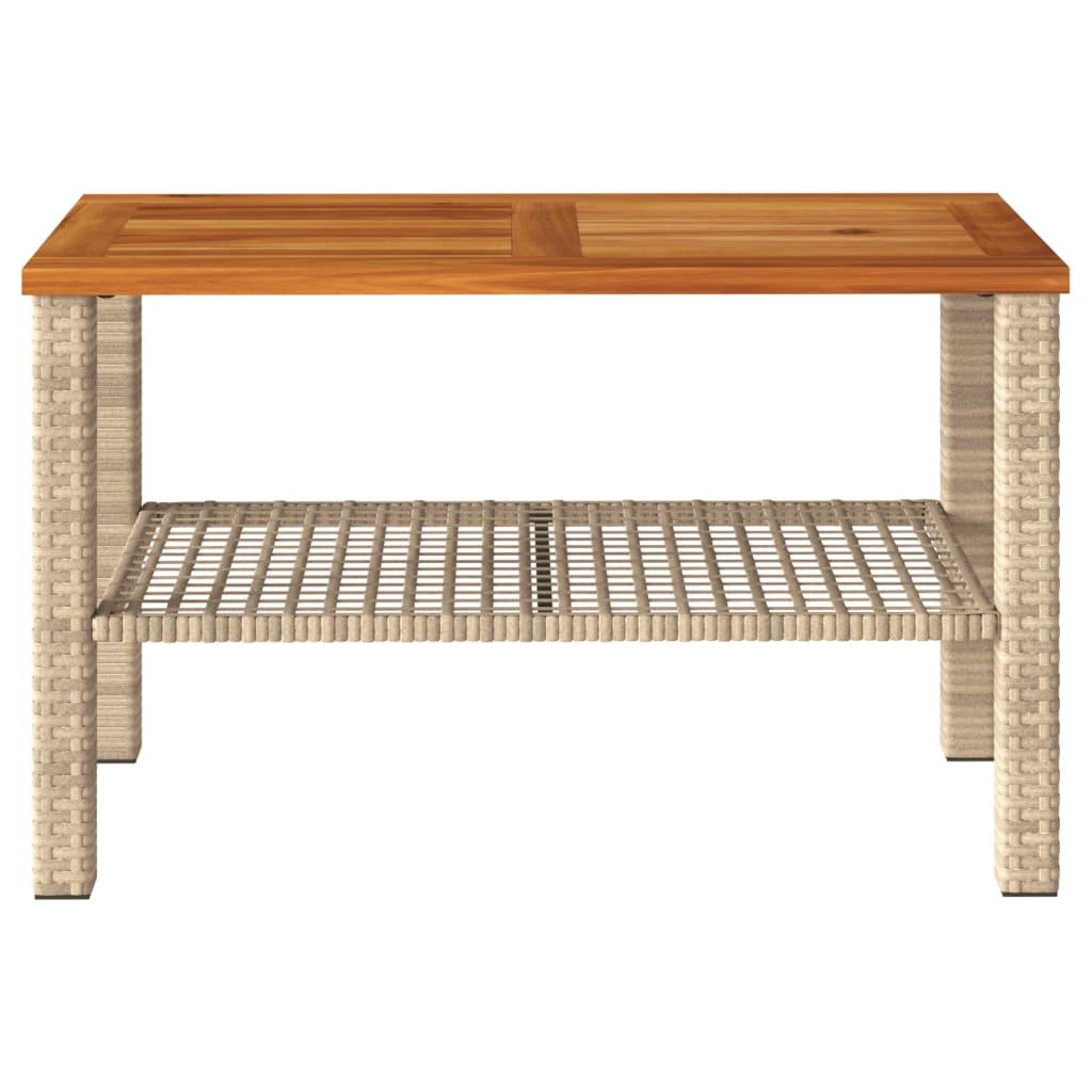 Mesa de jardín ratán sintético madera acacia beige 109x107x74cm